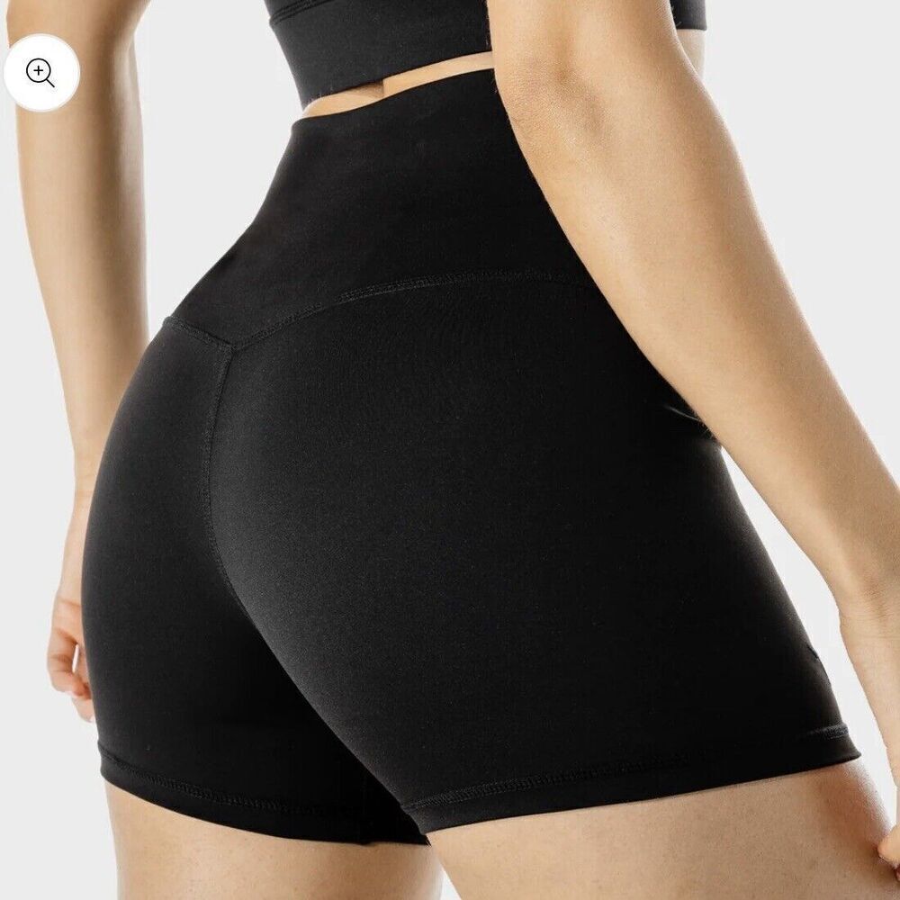 Squatwolf Small Shorts Black Biker Self Belted High Rise Stretch Squat Proof